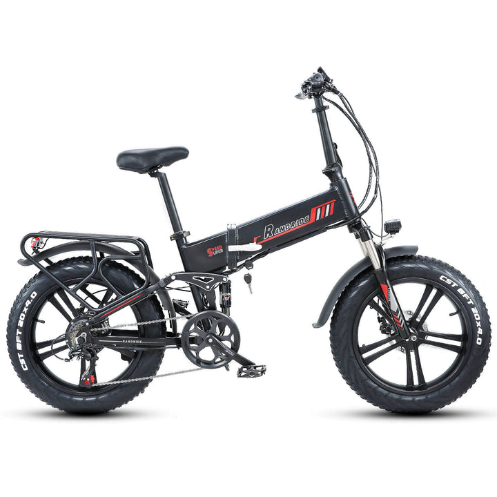 RANDRIDE 20AH Folding Electric Bike 1000W Collapsible Ebike Foldable E Bike Fold Up Electric Bike 20 x 4.0 Fat Tire Ebikes Fatbike Electric Bicycles