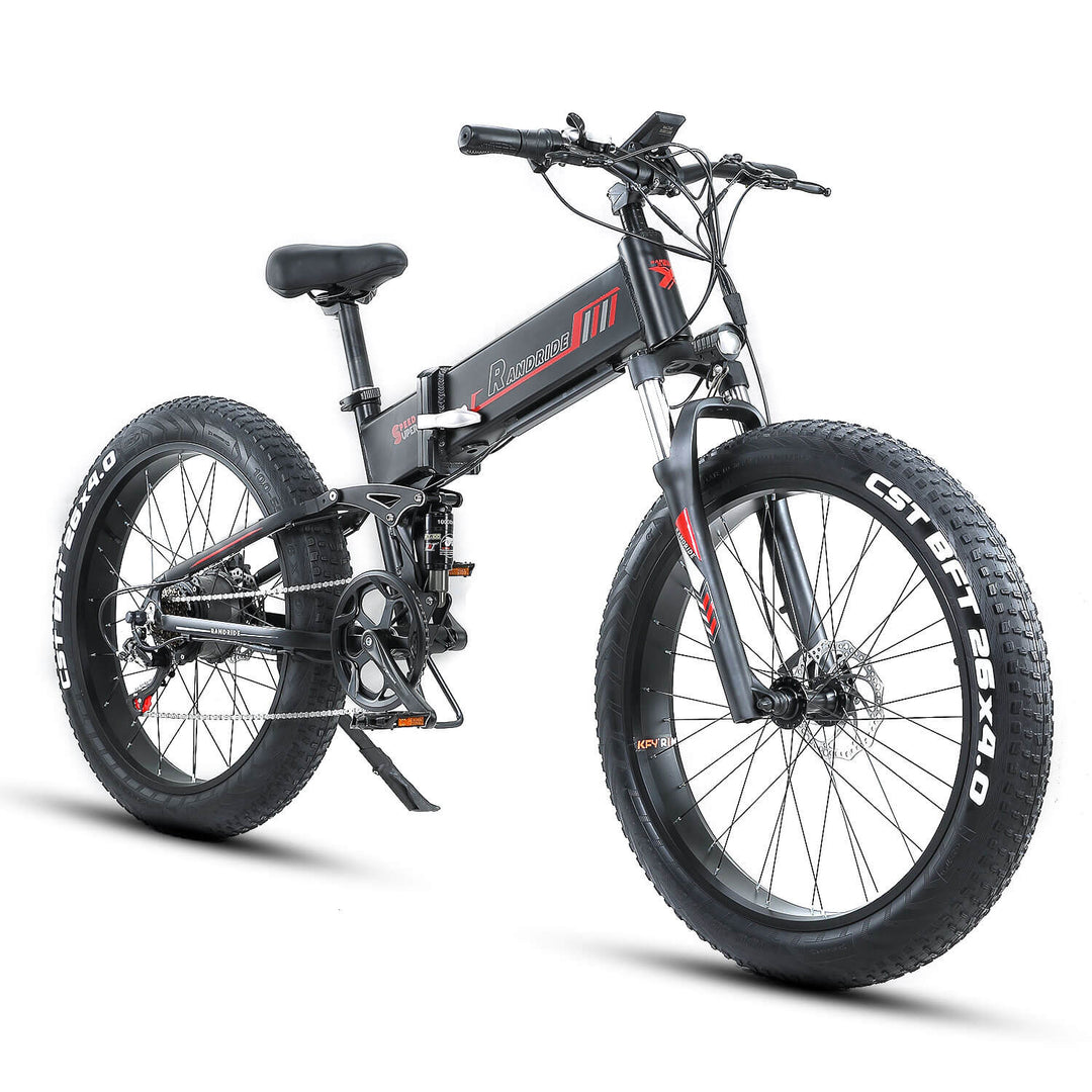 RANDRIDE Adult Folding Electric Bike 1000W Fat Tire Ebike Foldable